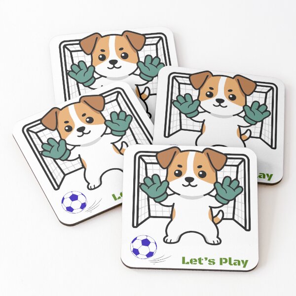 Item preview, Cute Goalie Dog Let's Play Soccer Vector Art designed and sold by EHdesignShop.