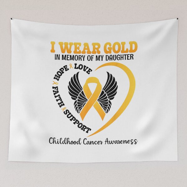 Item preview, I Wear Gold in Memory of My Daughter Childhood Cancer Awareness Gold Ribbon Support Parent Memorial Gift designed and sold by kiralynstration.