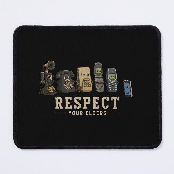 Item preview, Respect Your Elders Phone Shirt | Funny Vintage Phone Cartoon Retro Tech Humor designed and sold by Lina Caro.