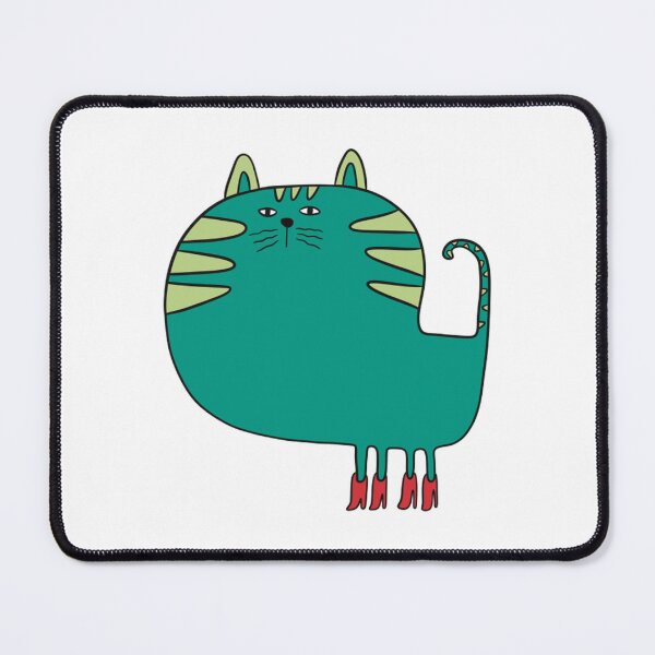 Item preview, Quirky Cat Muffin Cute Chubby Teal Kitten Illustration designed and sold by CoastalCraftArt.