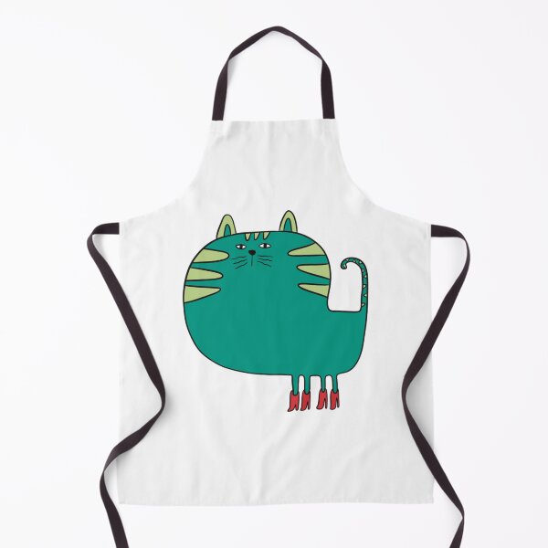 Item preview, Quirky Cat Muffin Cute Chubby Teal Kitten Illustration designed and sold by CoastalCraftArt.