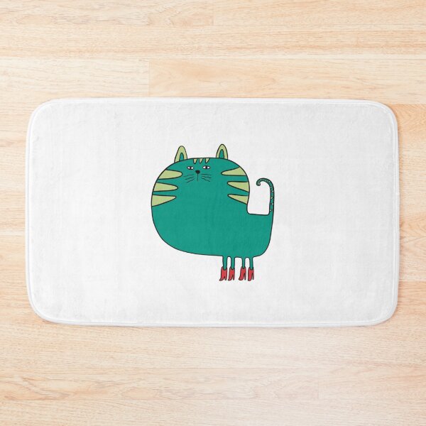 Item preview, Quirky Cat Muffin Cute Chubby Teal Kitten Illustration designed and sold by CoastalCraftArt.
