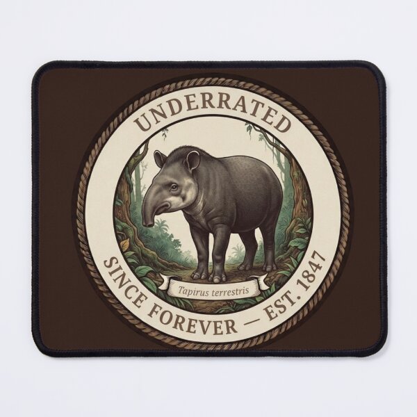 Item preview, Underrated Since Forever Tapir Humor Badge designed and sold by CalmCapy Co.