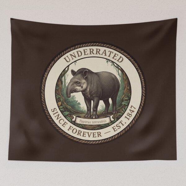 Item preview, Underrated Since Forever Tapir Humor Badge designed and sold by CalmCapy Co.