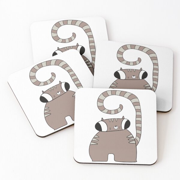 Item preview, Quirky Cat Snag Funny Big Eyes Long Tail Illustration designed and sold by CoastalCraftArt.