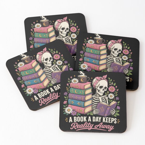 Item preview, A Book a Day Keeps Reality Away – Gothic Skeleton Book Lover Floral Reading Vector Design designed and sold by Huddy-clothes.