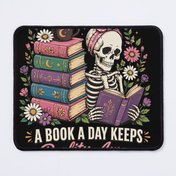 Item preview, A Book a Day Keeps Reality Away – Gothic Skeleton Book Lover Floral Reading Vector Design designed and sold by Huddy-clothes.
