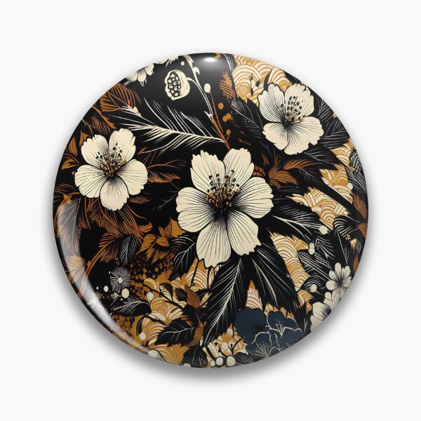 Item preview, Gilded Midnight: Japanese Floral Art with Wave Pattern designed and sold by LiveLearnCreate.