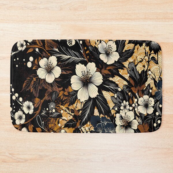 Item preview, Gilded Midnight: Japanese Floral Art with Wave Pattern designed and sold by LiveLearnCreate.