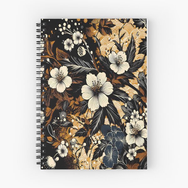 Item preview, Gilded Midnight: Japanese Floral Art with Wave Pattern designed and sold by LiveLearnCreate.