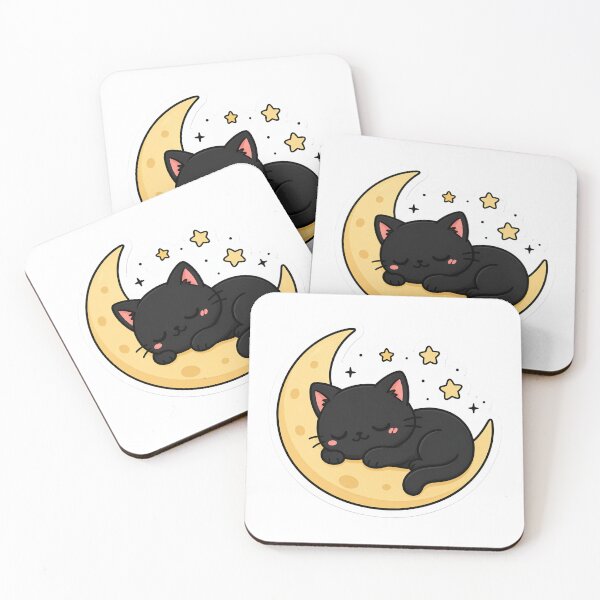Item preview, ? Moon Nap Cat | Cute Sleeping Black Cat Kawaii Sticker designed and sold by Mohitt09.