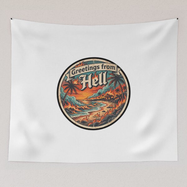 Item preview, Greetings From Hell Vintage Travel Sticker Humor designed and sold by ryanguas.