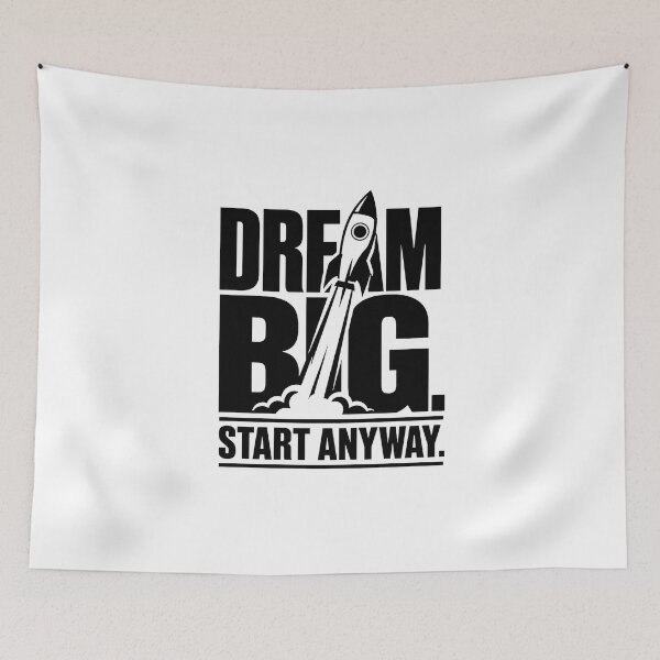 Item preview, Dream Big Start Anyway | Bold Rocket Motivation Typography designed and sold by Lovestickerco.