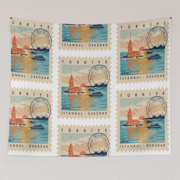 Item preview, Üsküdar Istanbul Bosphorus Postage Stamp Travel Sticker designed and sold by stickercuffs.