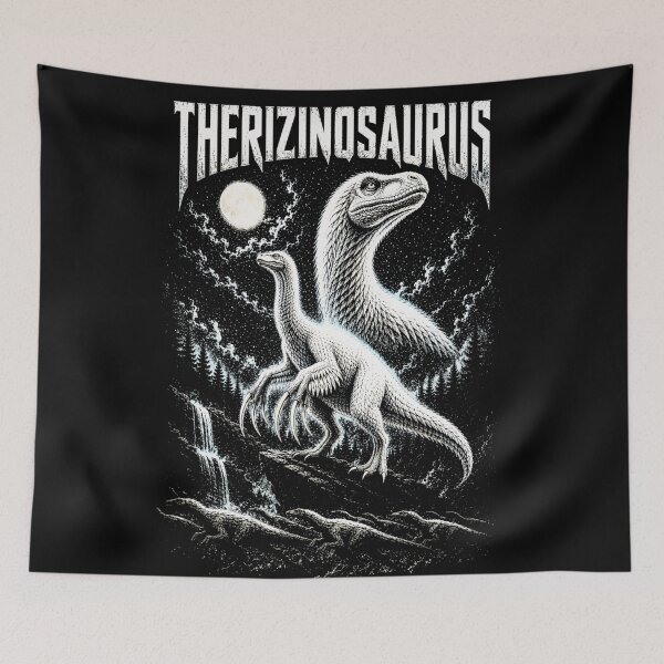 Item preview, Moonlit Therizinosaurus Dinosaur Art Vintage Prehistoric Poster designed and sold by Syrupulse.