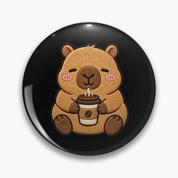Item preview, Cute Coffee Capybara Embroidery Patch Kawaii Design designed and sold by ColorSplash123.