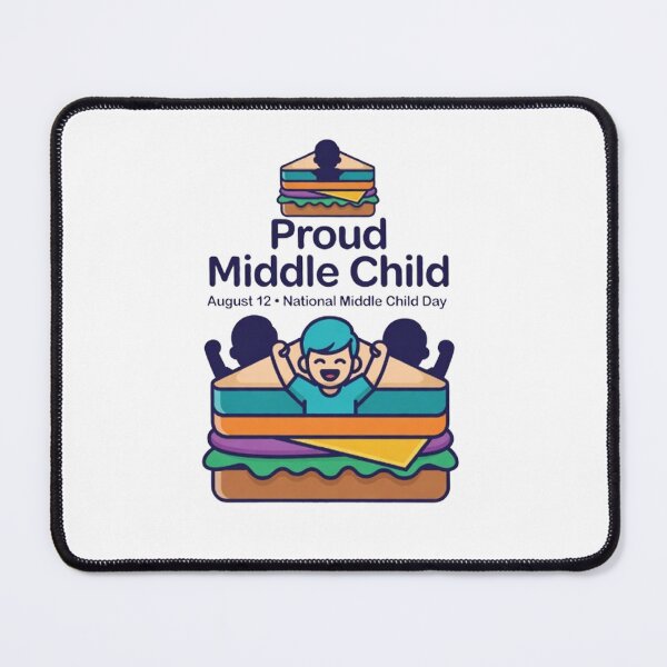 Item preview, Just Right in the Middle – Happy Middle Child Day Funny Typography T-Shirt Design designed and sold by CreativeNest Prints.