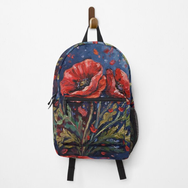 Item preview, Red poppies on a blue background,oil paint. designed and sold by elegantpaterns.