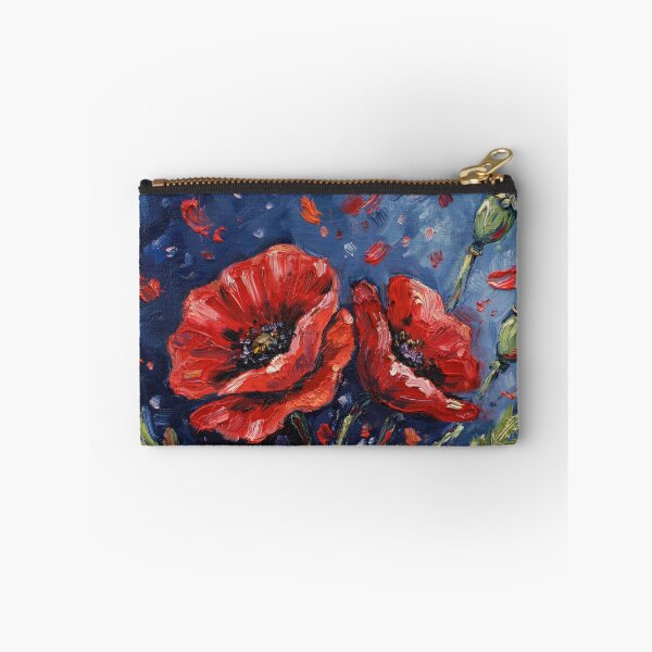 Item preview, Red poppies on a blue background,oil paint. designed and sold by elegantpaterns.
