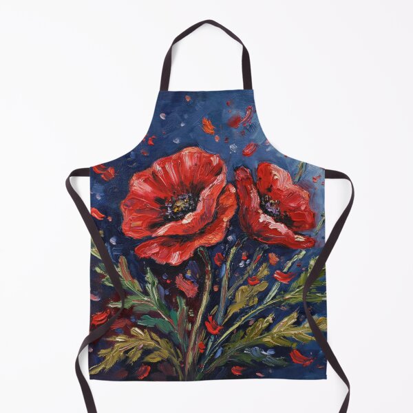 Item preview, Red poppies on a blue background,oil paint. designed and sold by elegantpaterns.