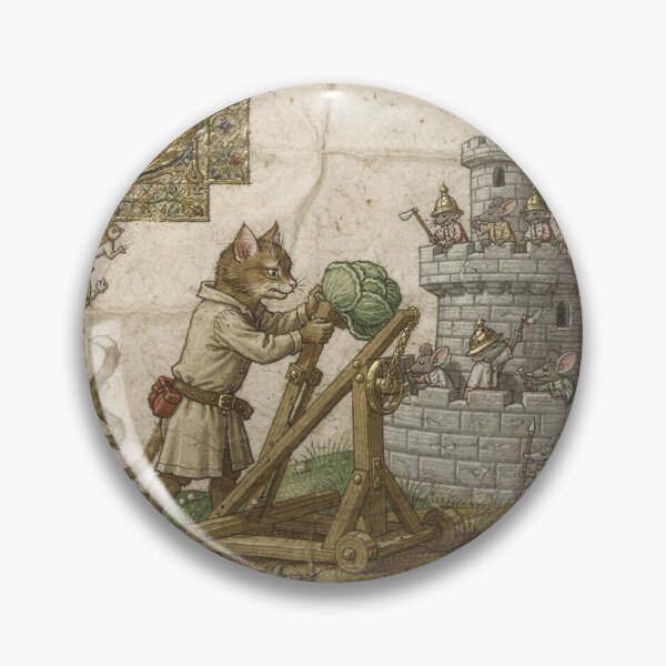 Item preview, Medieval Cat Siege Engineer Launching Cabbages Manuscript Art designed and sold by PictorialWhimsy.