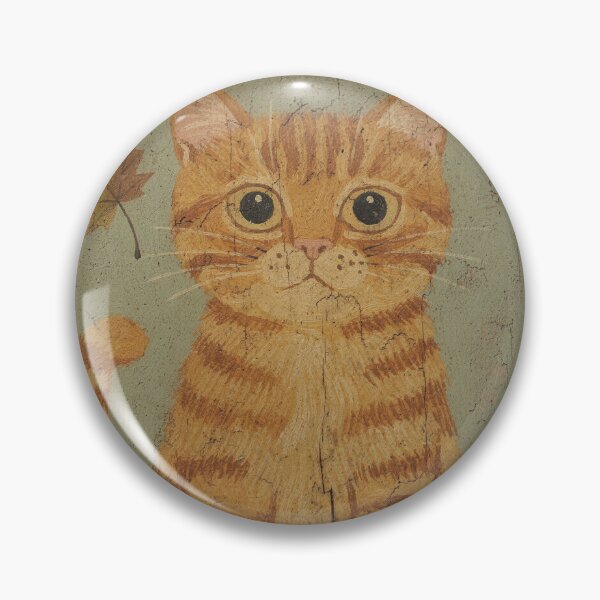 Item preview, Startled Orange Tabby with an Autumn Leaf designed and sold by PictorialWhimsy.