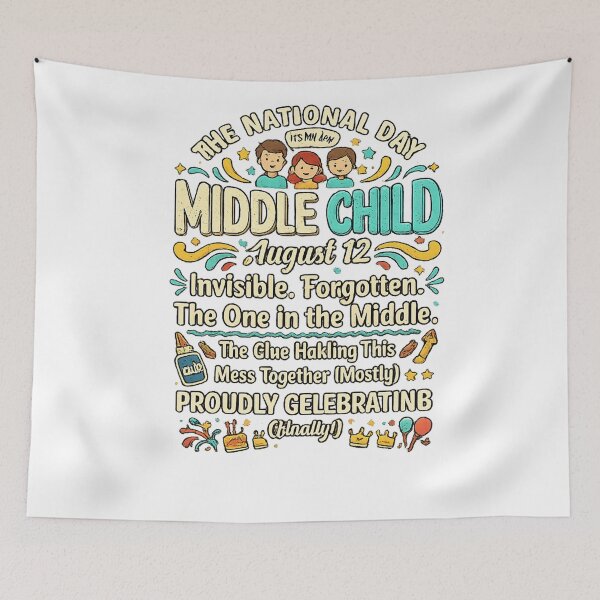 Item preview, Just Right in the Middle – Happy Middle Child Day Funny Typography designed and sold by CreativeNest Prints.