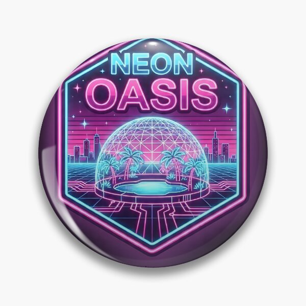 Item preview, Neon Oasis Retro Futuristic Dome Sticker designed and sold by Neo Tokio.