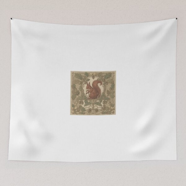Item preview, Art Nouveau Red Squirrel Among Oak Leaves in Gold designed and sold by PictorialWhimsy.