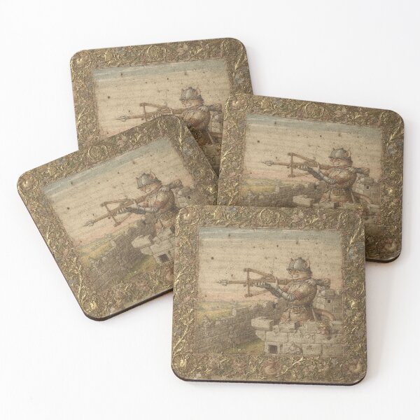 Item preview, Medieval Cat Crossbowman on the Battlements designed and sold by PictorialWhimsy.