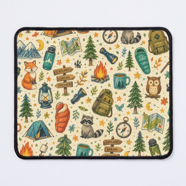 Item preview, Hand Drawn Camping Pattern Backpack designed and sold by naturalsurvival.