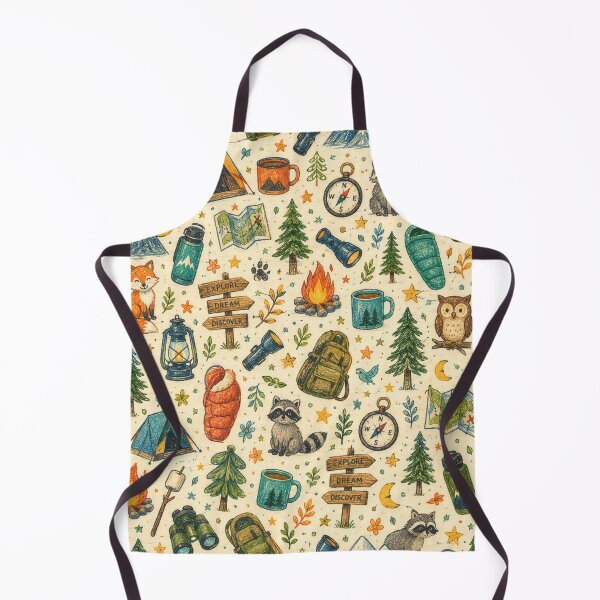 Item preview, Hand Drawn Camping Pattern Backpack designed and sold by naturalsurvival.