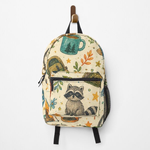 Item preview, Hand Drawn Camping Pattern Backpack designed and sold by naturalsurvival.