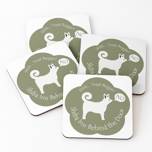 Item preview, Funny Shiba Inu Treat Beggar Behind the Door Khaki Base designed and sold by Na7nasColorShop.