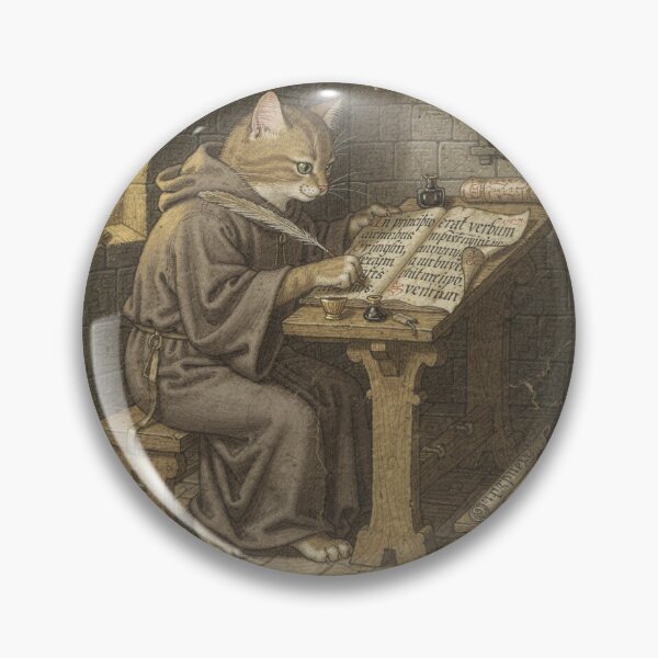 Item preview, Medieval Cat Scribe Copying a Manuscript designed and sold by PictorialWhimsy.