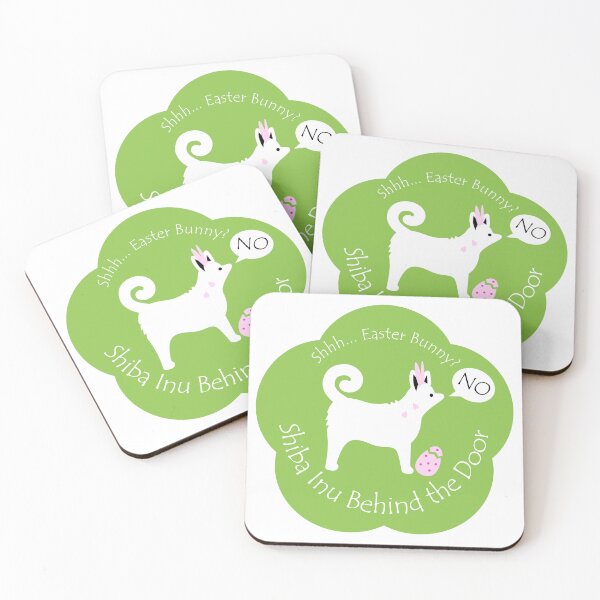 Item preview, Funny Shiba Inu Easter Bunny Behind the Door Green Base designed and sold by Na7nasColorShop.