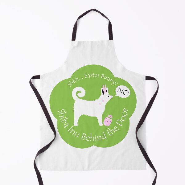 Item preview, Funny Shiba Inu Easter Bunny Behind the Door Green Base designed and sold by Na7nasColorShop.