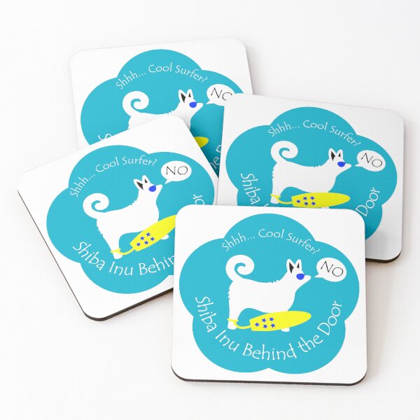 Item preview, Funny Shiba Inu Cool Surfer Behind the Door Blue Base designed and sold by Na7nasColorShop.