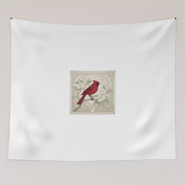 Item preview, Art Nouveau Cardinal Among Dogwood in Gold designed and sold by PictorialWhimsy.