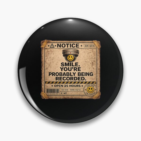 Item preview, Smile. You’re Probably Being Recorded | Weirdcore Liminal Horror Sticker designed and sold by Open25Hours.