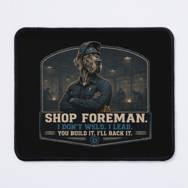 Item preview, Shop Foreman Great Dane Vintage Blue Collar Welding Dog Design designed and sold by RusticMeadow.