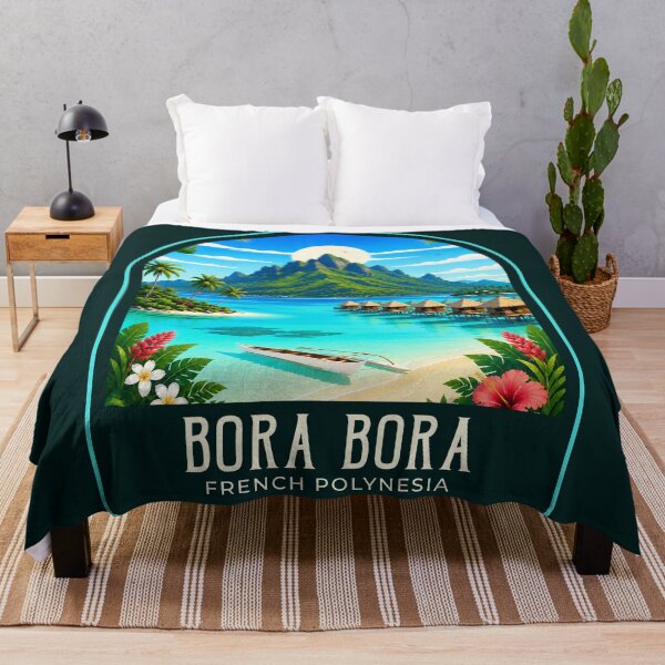 Item preview, Bora Bora Vintage Travel Illustration designed and sold by HomeLivingCo.