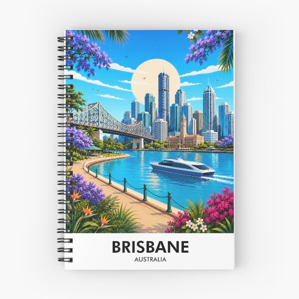Item preview, Brisbane Retro Travel Print designed and sold by HomeLivingCo.
