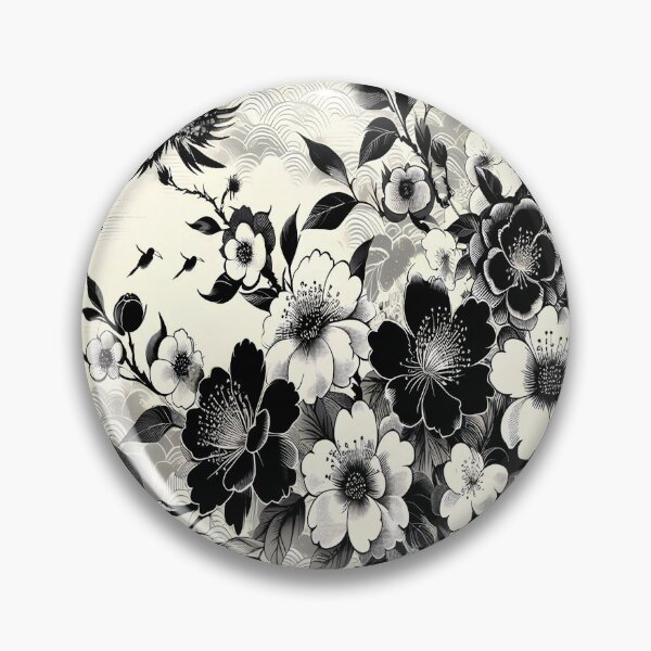 Item preview, Monochromatic Zen: Elegant Japanese Floral and Bird Composition designed and sold by LiveLearnCreate.