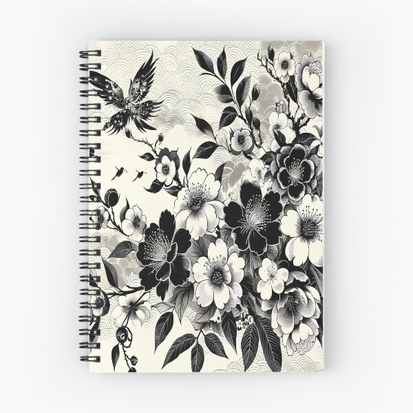 Item preview, Monochromatic Zen: Elegant Japanese Floral and Bird Composition designed and sold by LiveLearnCreate.