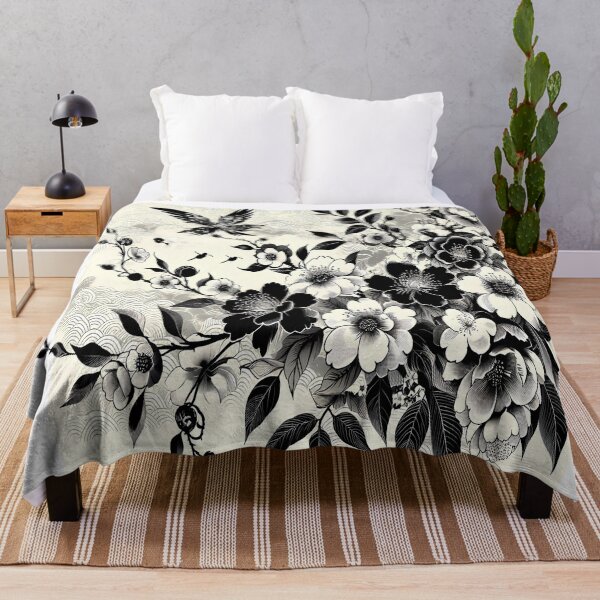 Item preview, Monochromatic Zen: Elegant Japanese Floral and Bird Composition designed and sold by LiveLearnCreate.