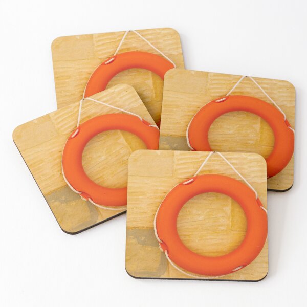Item preview, Orange Lifebuoy Life Preserver Hanging On Stone Wall With Rope Nautical Safety Equipment For Rescue designed and sold by Nmallia.