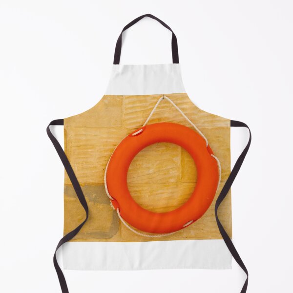 Item preview, Orange Lifebuoy Life Preserver Hanging On Stone Wall With Rope Nautical Safety Equipment For Rescue designed and sold by Nmallia.