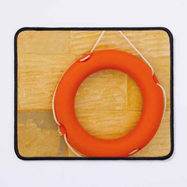 Item preview, Orange Lifebuoy Life Preserver Hanging On Stone Wall With Rope Nautical Safety Equipment For Rescue designed and sold by Nmallia.