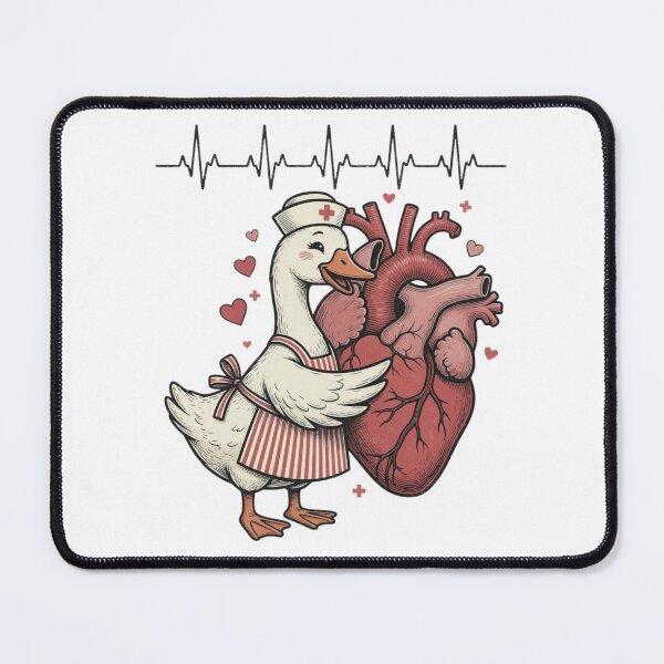 Item preview, Cute Nurse Goose Hugging Heart with ECG heartbeat Vintage designed and sold by CF_VintageDesign.